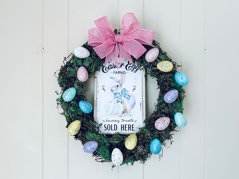 DIY Dollar Tree Easter Egg Moss Wreath 