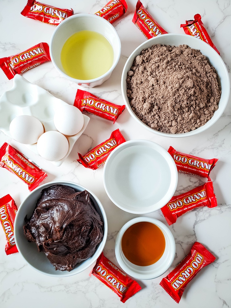 Ingredients for  100 Grand Candy Bar Cupcakes