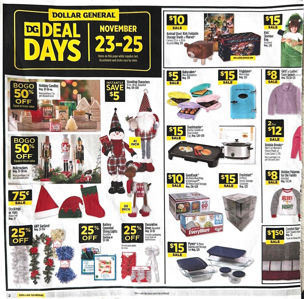 Dollar General Black Friday Deal Days November 23- November 25