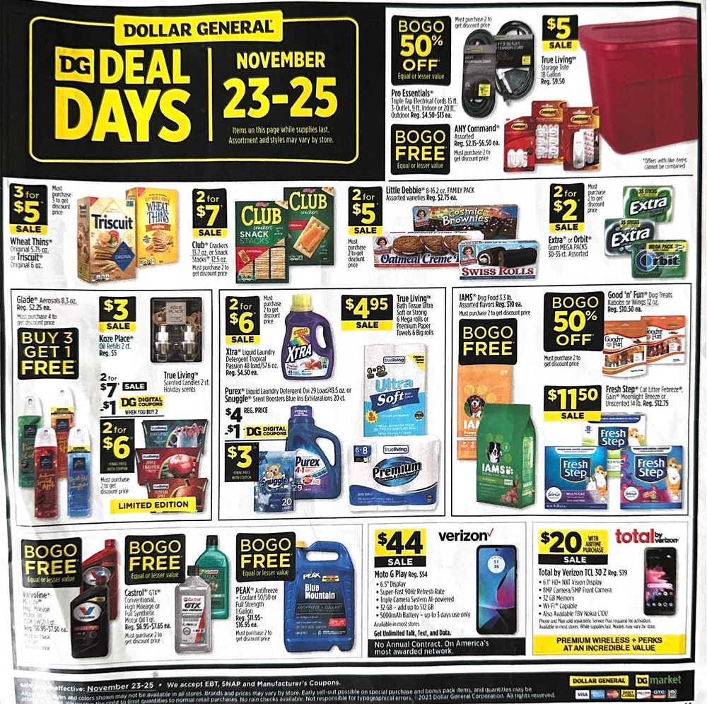 Dollar General Black Friday Deal Days November 23- November 25