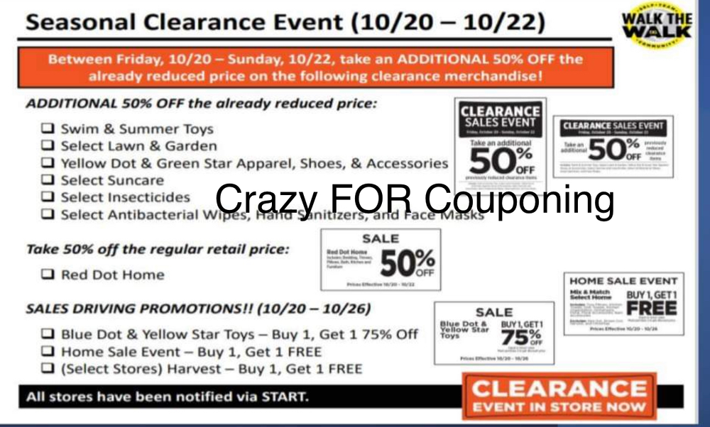 Dollar General Seasonal Clearance EVENT 10/20-10/22