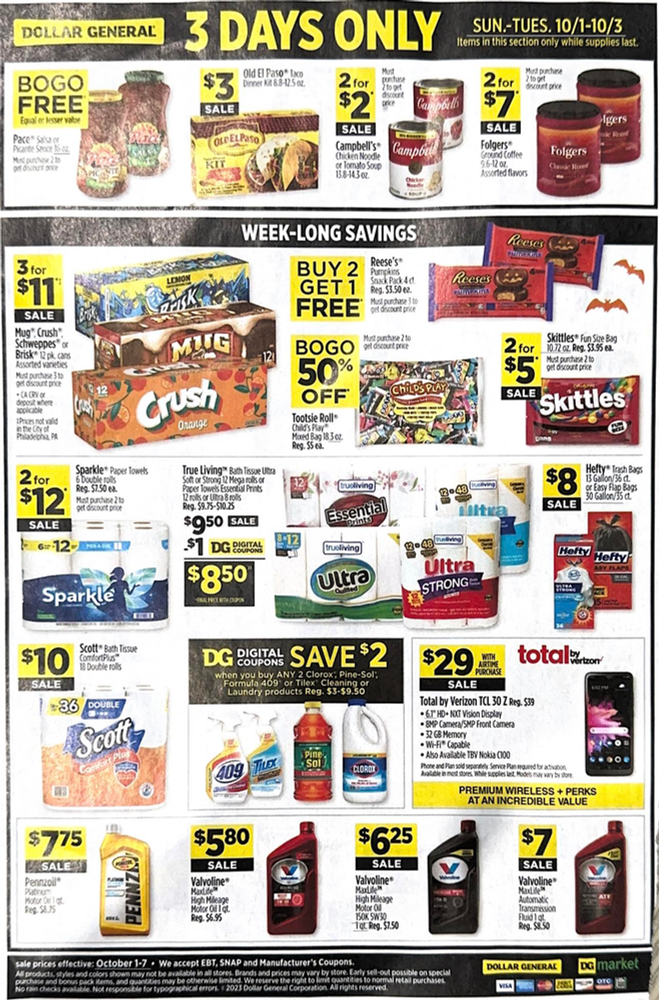 Dollar General Ad Scan October 1, 2023-October 7, 2023