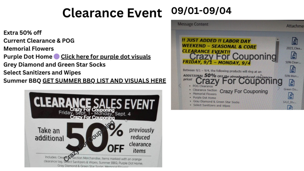 DOLLAR GENERAL  CLEARANCE EVENT; 09/01-09/04