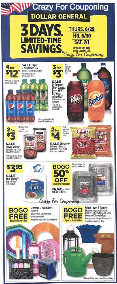 Dollar General Three Day Sale 06/29-07/01