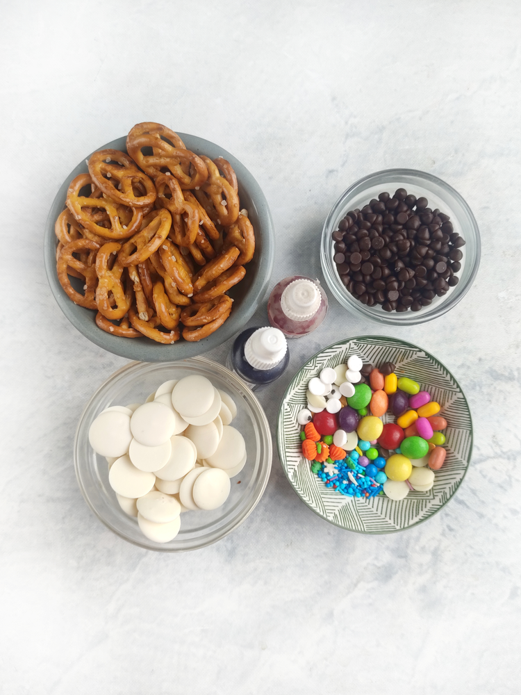 Chocolate covered Halloween pretzels